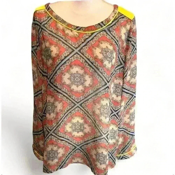 Umgee Women's XL Multicolor Geometric Tunic Blouse - Picture 1 of 4